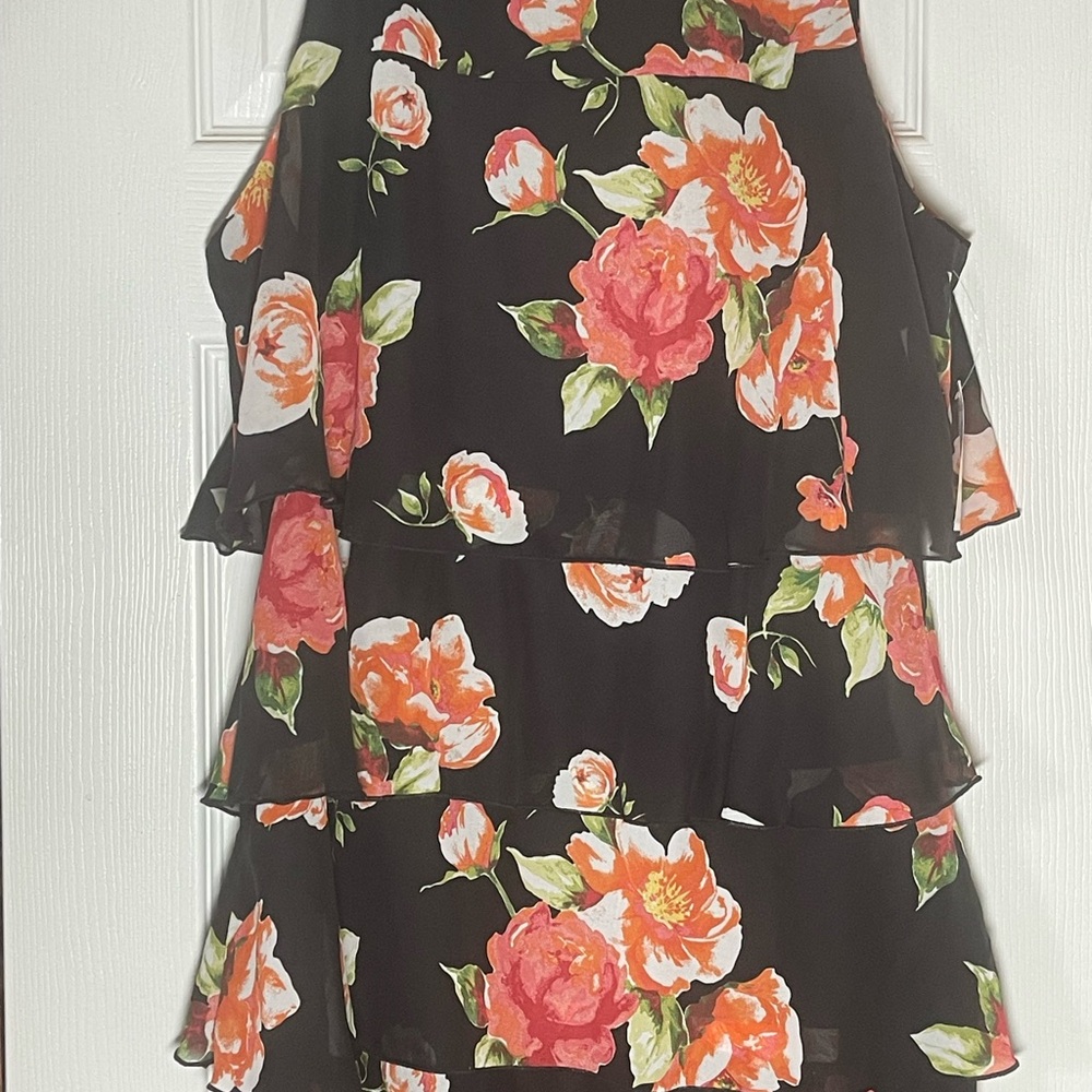 Roz & Ali Black Dress with Floral Accents